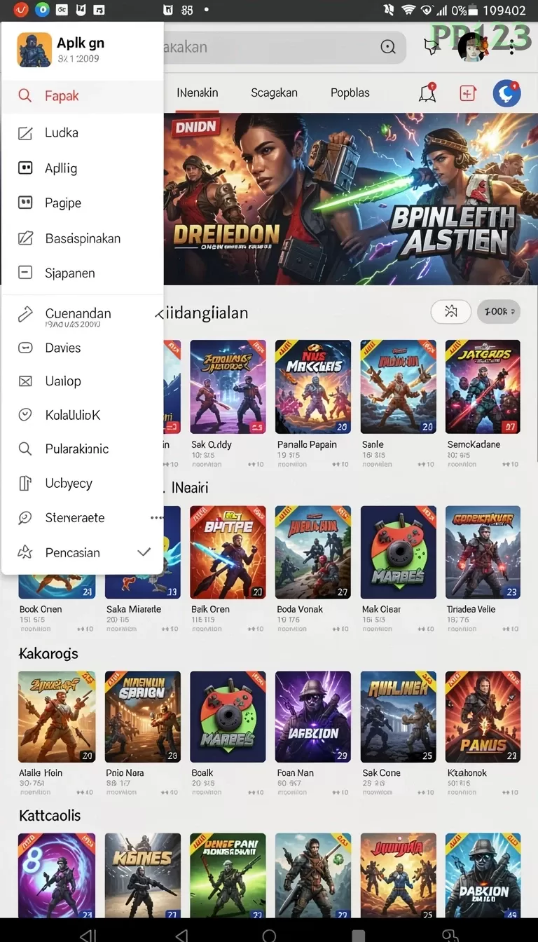 Cuplikan layar WIN199 — menu navigasi